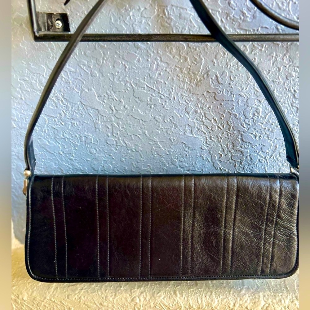 Buttery Soft Quilted Genuine Leather Black Long Shoulder Bag Made in Brazil